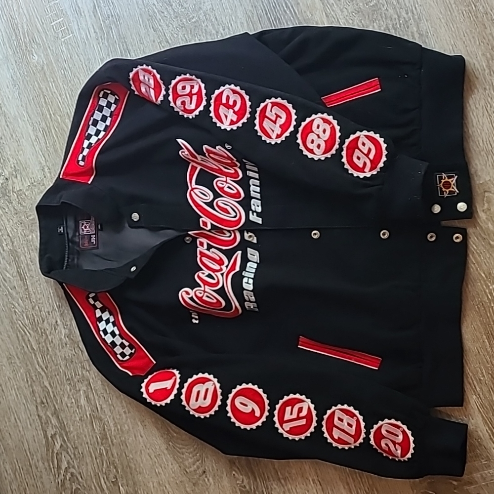 VTG JH Design Black Red Snap Button Coca Cola NASCAR Racing Jacket Mens Size 3XL